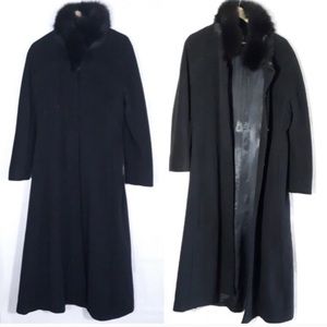 Halston | Wool & Cashmere w/ Fur Duster coat sz 10